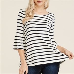 NWT striped ruffle sleeve top